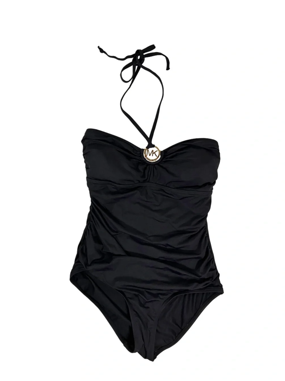 MICHAEL Michael Kors Black Halter One-Piece Swimsuit Medallion, size 10